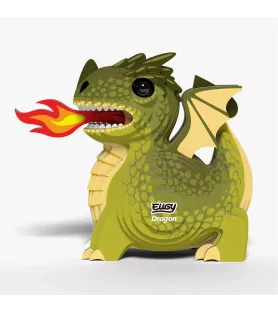 DIY Dragon EUGY – petit dragon vert en maquette 3D carton avec flamme – chez Assemblez-Moi