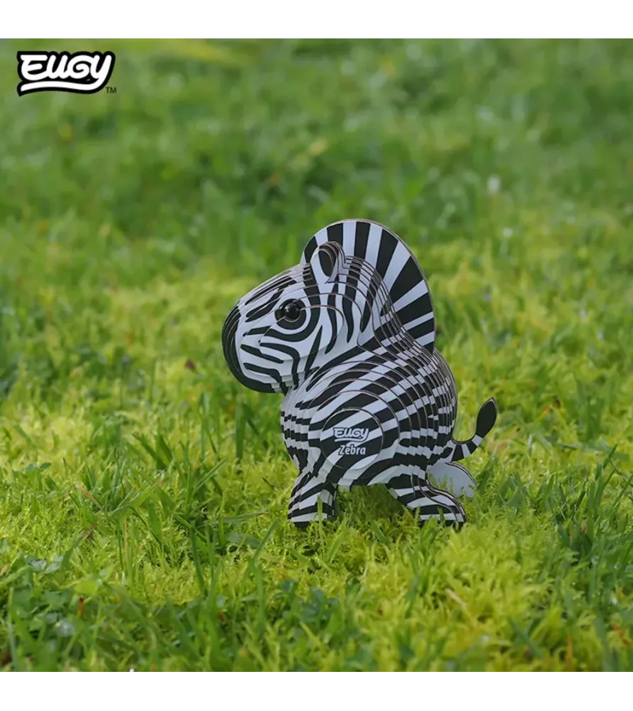 DIY Zèbre EUGY – maquette 3D carton noir et blanc rayures – chez Assemblez-Moi