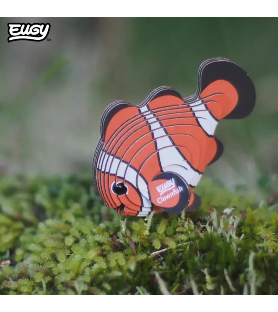 DIY Poisson-clown EUGY – maquette 3D carton orange rayé – chez Assemblez-Moi