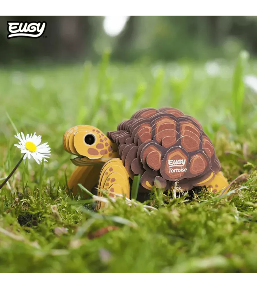 DIY Tortue EUGY – maquette 3D carton tortue jaune carapace brune – chez Assemblez-Moi