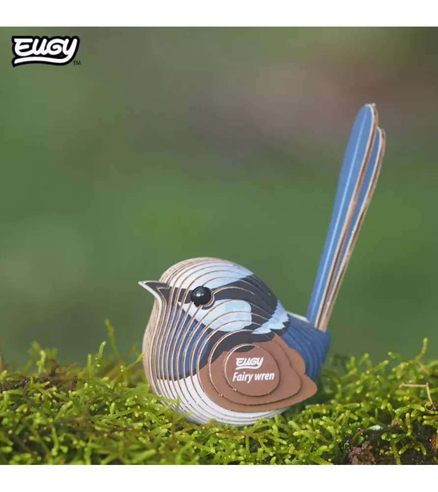 DIY Fairy Wren EUGY – oiseau bleu en maquette 3D carton – chez Assemblez-Moi