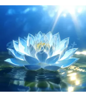 Diamond Painting Lotus Blanc Brillant Figured'Art – tableau à strass 25x25 cm lotus lumineux sur eau – chez Assemblez-Moi