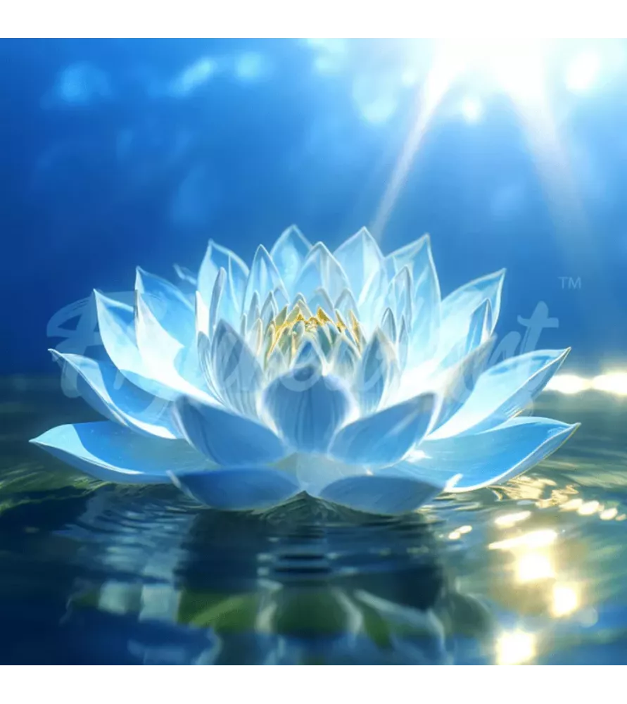 Diamond Painting Lotus Blanc Brillant Figured'Art – tableau à strass 25x25 cm lotus lumineux sur eau – chez Assemblez-Moi