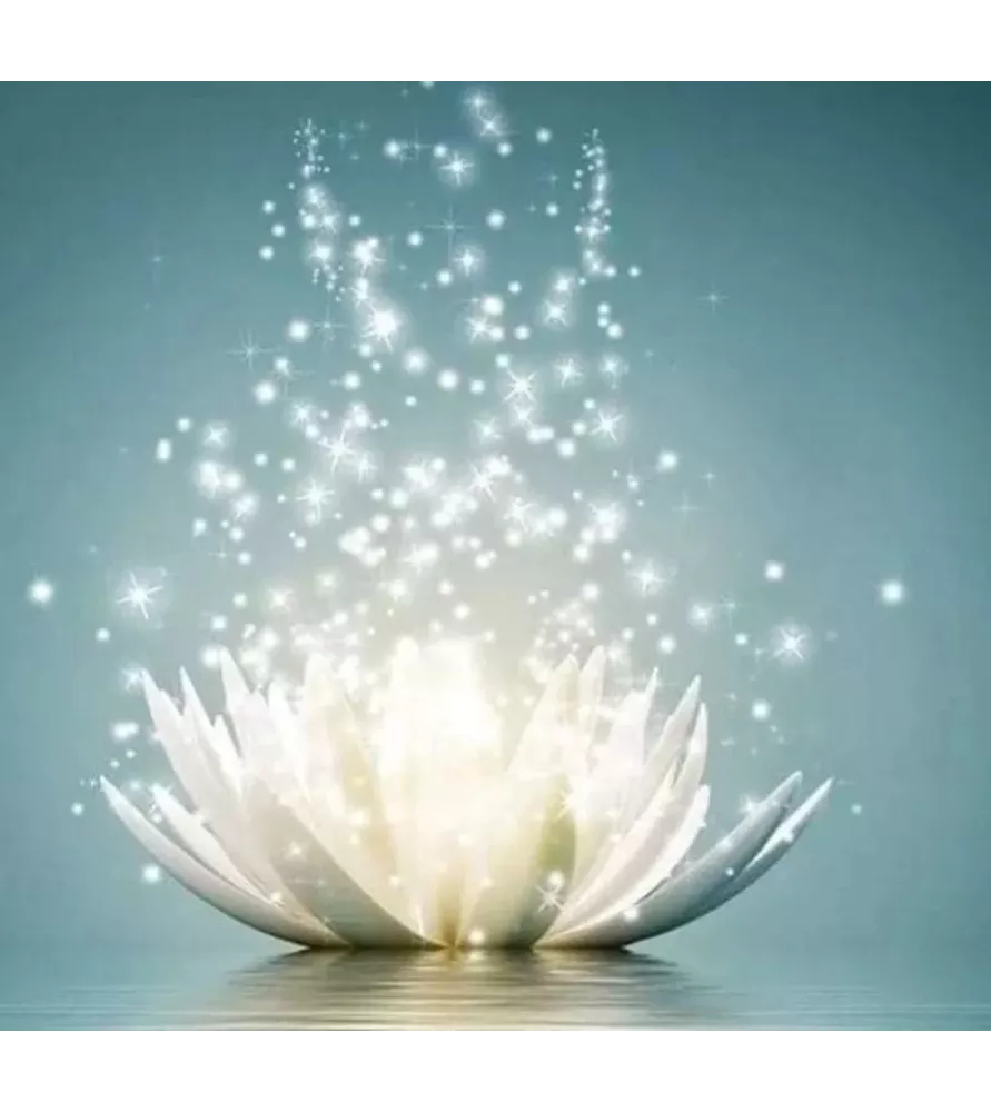 Diamond Painting Magie Lumière Figured'Art – tableau à strass fleur blanche scintillante zen – chez Assemblez-Moi