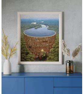 Diamond Painting Rivière et Bibliothèque Figured'Art – tableau à strass bibliothèque géante et rivière – chez Assemblez-Moi