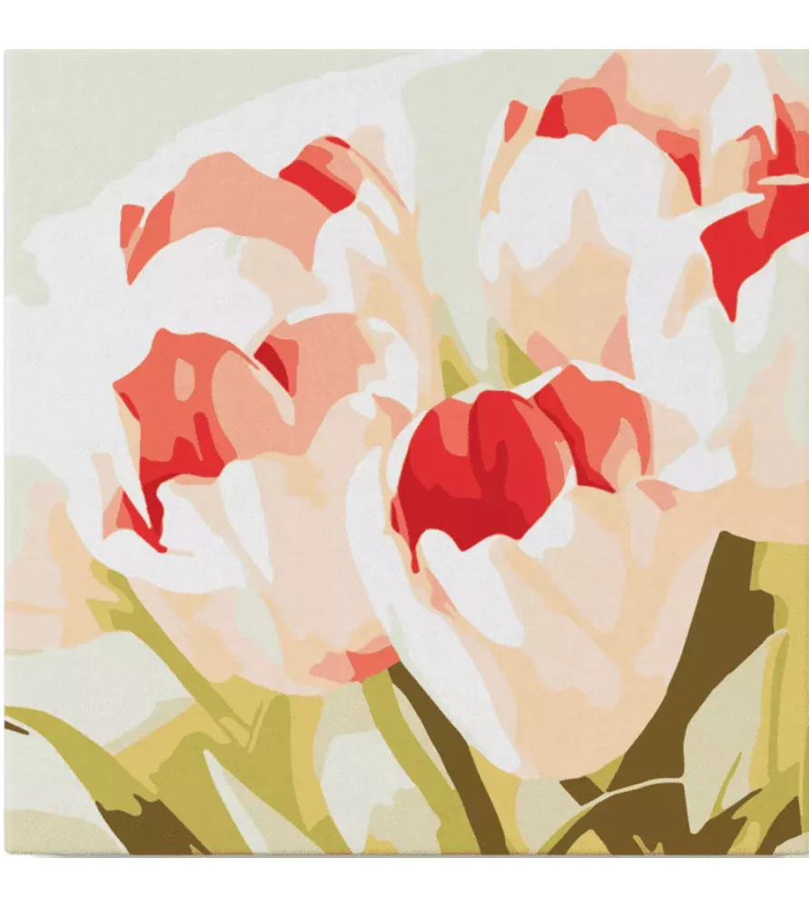 Peinture par Numéros Éclosion de Tulipes Figured'Art – fleurs blanches rouges style moderne – chez Assemblez-Moi