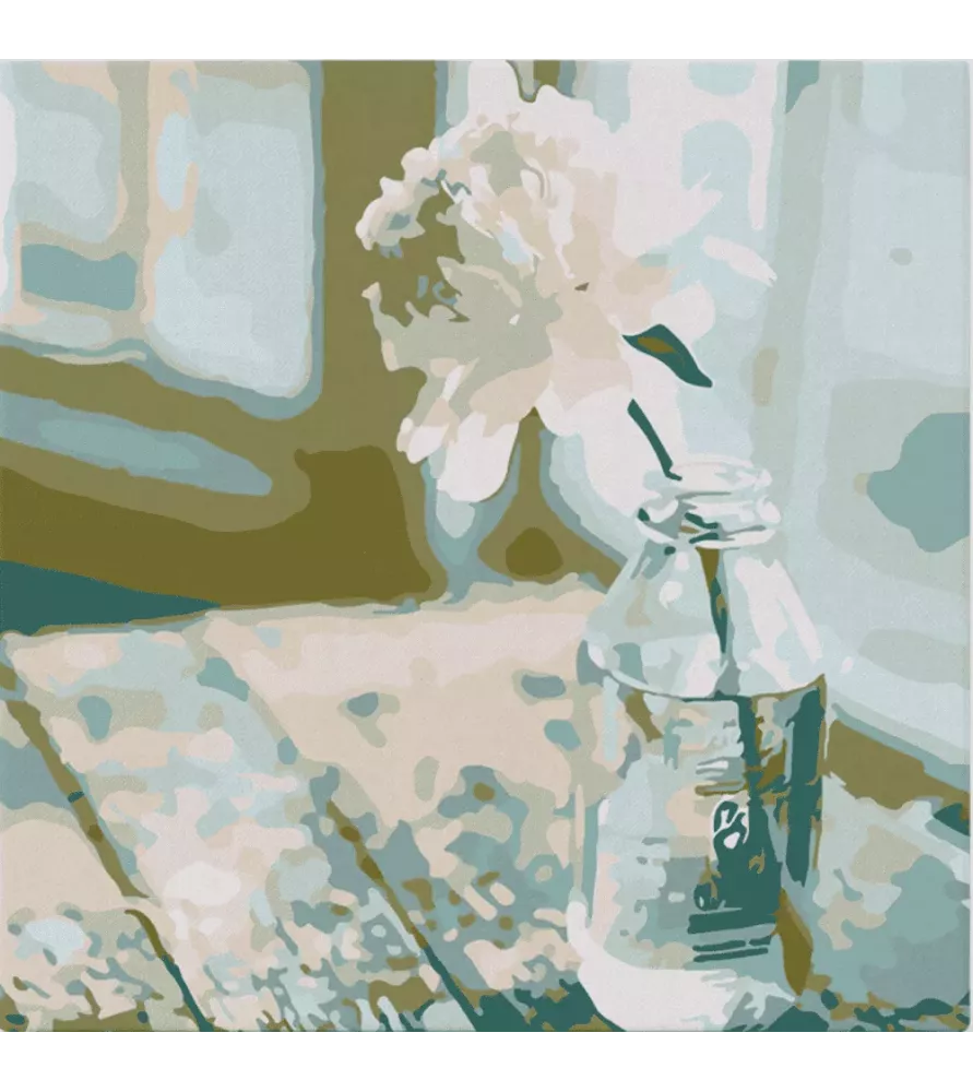 Peinture par Numéros Fleur Blanche Figured'Art – vase transparent et fleur blanche douce – chez Assemblez-Moi