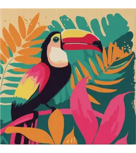 Peinture par Numéros Toucan Tropical Figured'Art – oiseau exotique feuillage coloré tropical – chez Assemblez-Moi