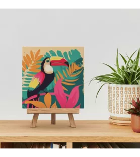 Peinture par Numéros Toucan Tropical Figured'Art – oiseau exotique feuillage coloré tropical – chez Assemblez-Moi