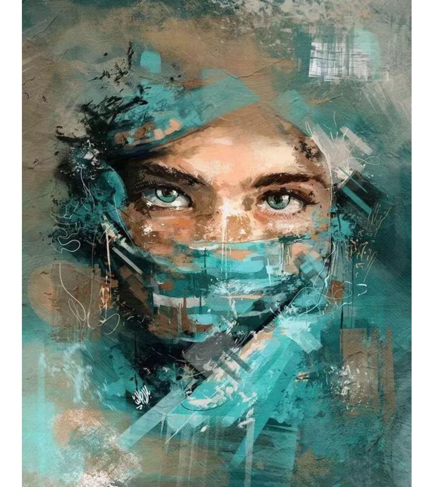 Peinture par Numéros Regard Envoutant Figured'Art – portrait femme abstrait regard intense – chez Assemblez-Moi