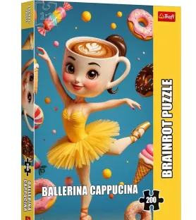 Puzzle BrainRots Ballerina Cappuccina Trefl – visuel décalé 200 pièces avec danseuse tasse de café – disponible à Langon