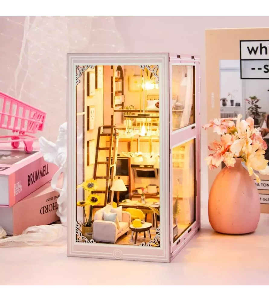 DIY Loft Rose – book nook loft miniature lumineux et cosy – chez Assemblez-Moi