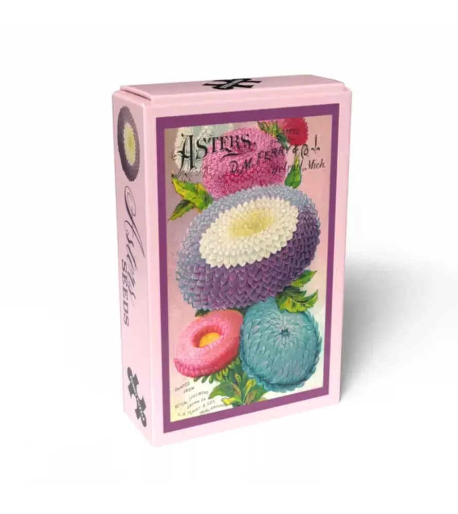 Mini Puzzle Asters Seeds 99 pièces – illustration florale vintage – chez Assemblez-Moi