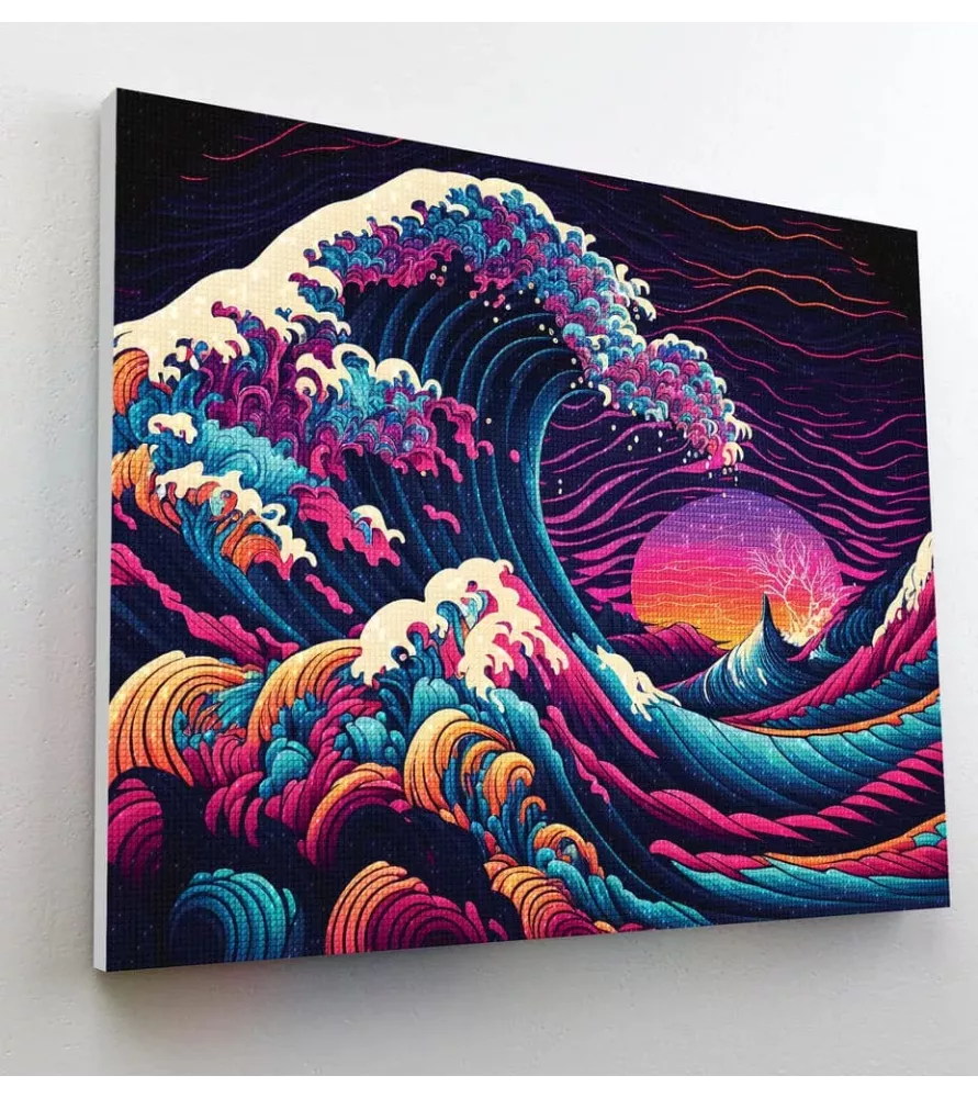 Diamond Painting Grande Vague Splat Planet – broderie diamant encadrée aux couleurs japonaises – Assemblez-Moi