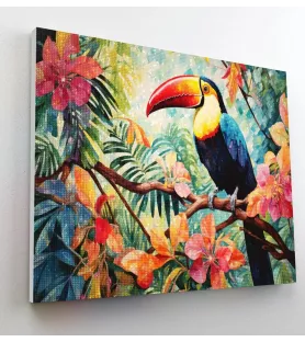 Diamond Painting Toucan Splat Planet – broderie diamant encadrée tropicale – Assemblez-Moi