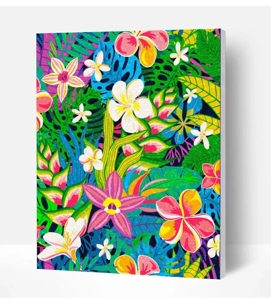 Diamond Painting Fleurs d’Été Splat Planet – broderie diamant tropicale encadrée – Assemblez-Moi