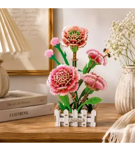 Fleur 3D Œillets roses PlayfullMario – composition florale en bois chez Assemblez-Moi