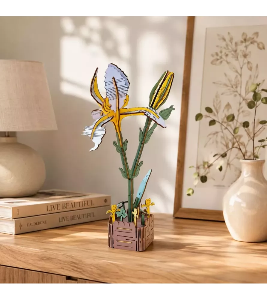 Fleur 3D Iris Inspirebox en bois à assembler chez Assemblez-Moi Langon