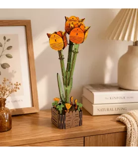 Fleur 3D Tulipe Inspirebox orange en bois à assembler chez Assemblez-Moi Langon