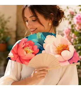 Éventail Fleurs Romantiques Art Grafik en bois et tissu chez Assemblez-Moi Langon
