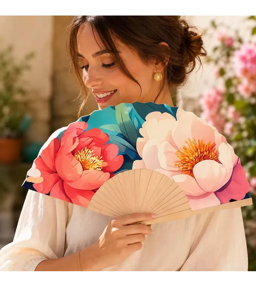 Éventail Fleurs Romantiques Art Grafik en bois et tissu chez Assemblez-Moi Langon