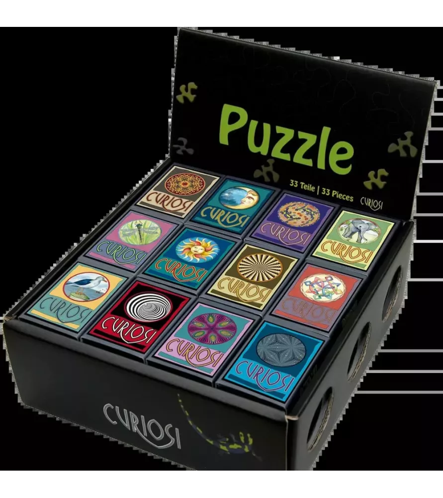 Boîte Mini Puzzles Picoli Curiosi – collection de 12 puzzles ronds de 33 pièces – chez Assemblez-Moi