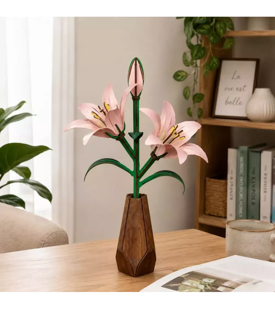 DIY Lys Rose Cutebee – fleur en bois décorative à assembler – chez Assemblez-Moi