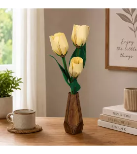 DIY Tulipe Jaune Cutebee – fleur en bois décorative à assembler – chez Assemblez-Moi