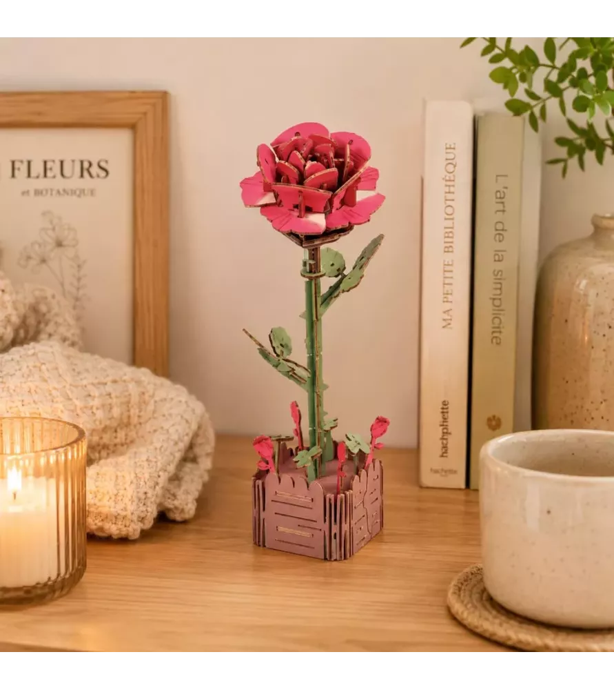 Fleur 3D Rose Inspirebox en bois à assembler chez Assemblez-Moi Langon