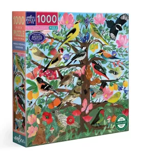 Puzzle French Medieval Songbirds 1000 pièces eeBoo oiseaux et fleurs chez Assemblez-Moi Langon