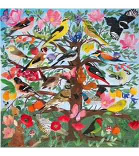 Puzzle French Medieval Songbirds 1000 pièces eeBoo oiseaux et fleurs chez Assemblez-Moi Langon
