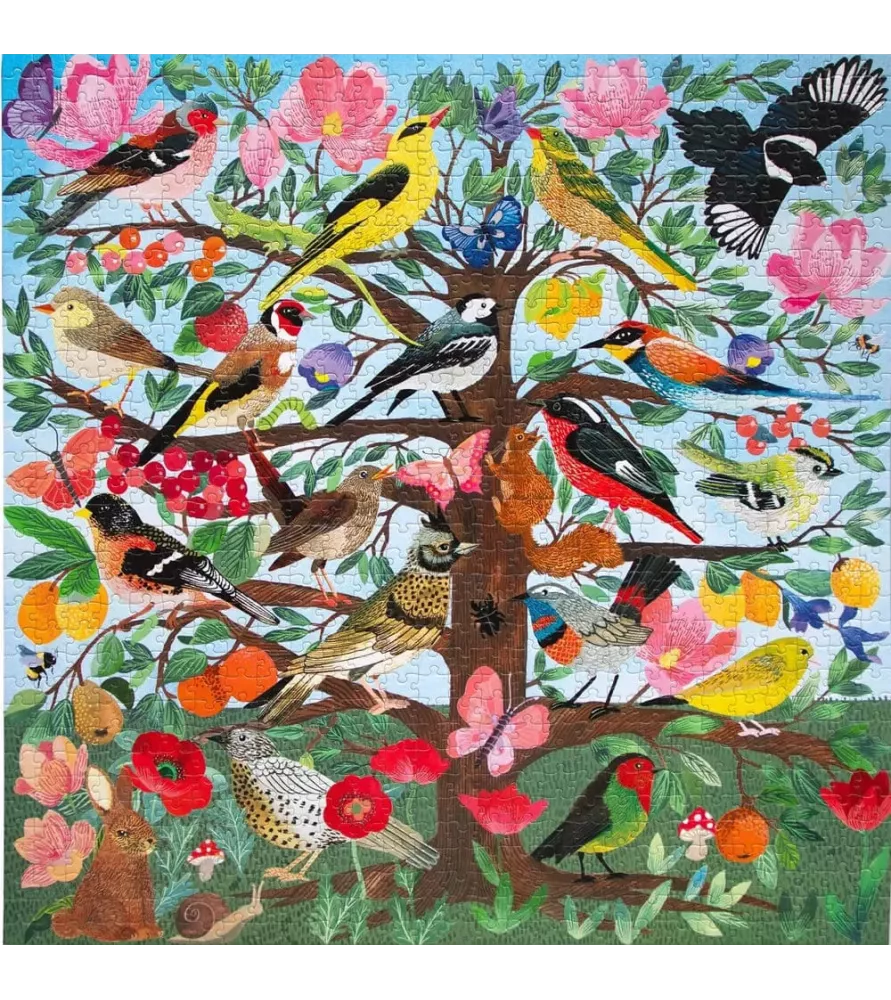 Puzzle French Medieval Songbirds 1000 pièces eeBoo oiseaux et fleurs chez Assemblez-Moi Langon