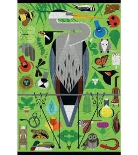Puzzle Secret Sanctuary 500 pièces Pomegranate – héron, oiseaux et nature graphique de Charley Harper – chez Assemblez-Moi