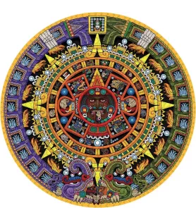 Puzzle Aztec Sun Stone 1000 pièces Pomegranate – visuel circulaire aztèque coloré – chez Assemblez-Moi