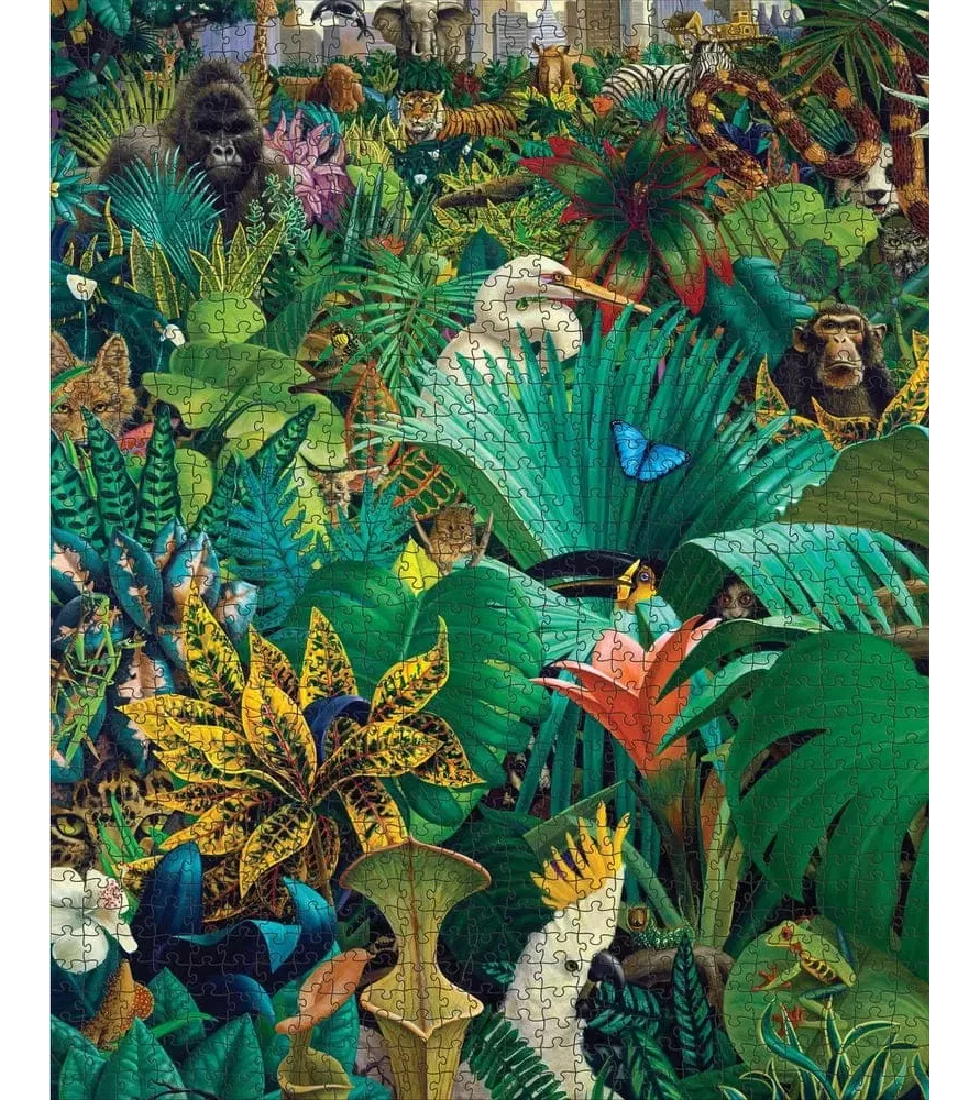 Puzzle City Limits 1000 pièces Pomegranate – jungle foisonnante et animaux de Charles Lynn Bragg – chez Assemblez-Moi
