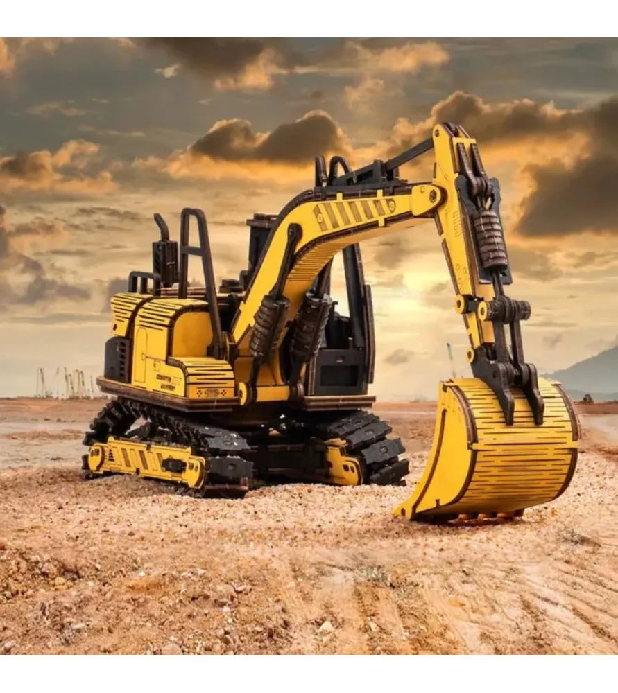 DIY Excavator ROKR – excavatrice 3D en bois articulée – chez Assemblez-Moi