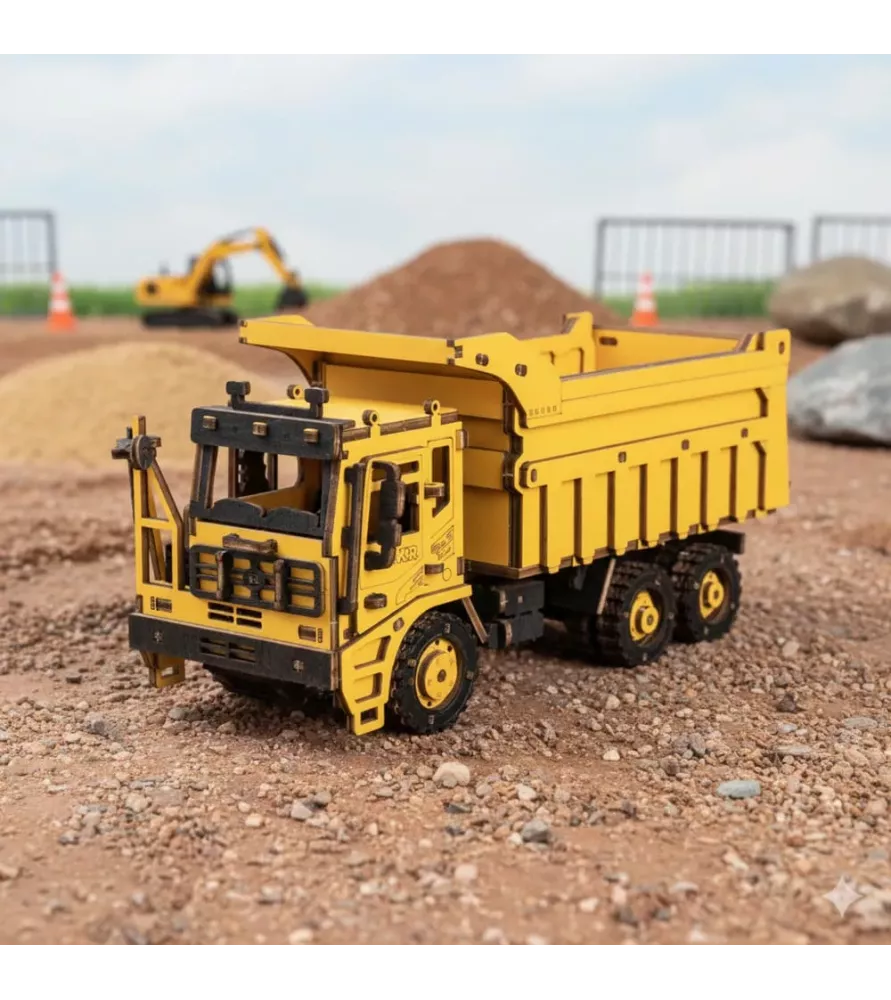 DIY Dump Truck ROKR – camion-benne 3D en bois à assembler – chez Assemblez-Moi