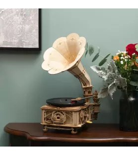 DIY Classical Gramophone ROKR – gramophone mécanique en bois à assembler – chez Assemblez-Moi