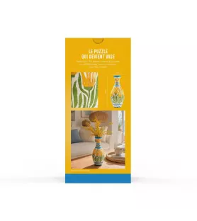 Vase Puzzle Palma PieceRelax – vase 3D jaune vert et bleu assemblé