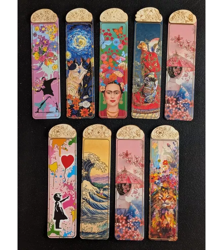Marque-pages illustrés Art & Plume avec déco bois Art Grafik