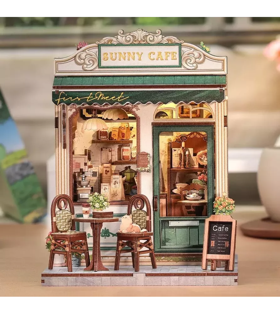 DIY Sunny Cafe Cutebee café miniature lumineux assemblé