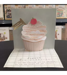 Carte pop-up anniversaire cupcake