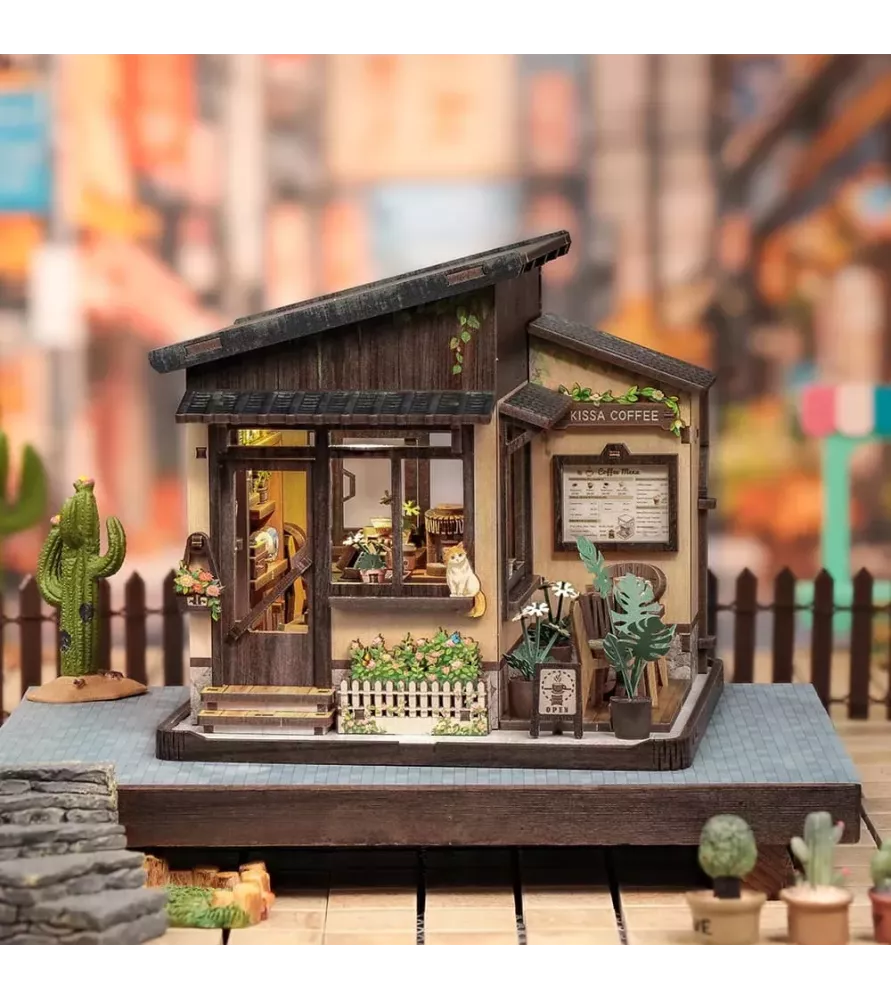DIY Kissa Coffee Cutebee – café miniature japonais lumineux avec façade en bois