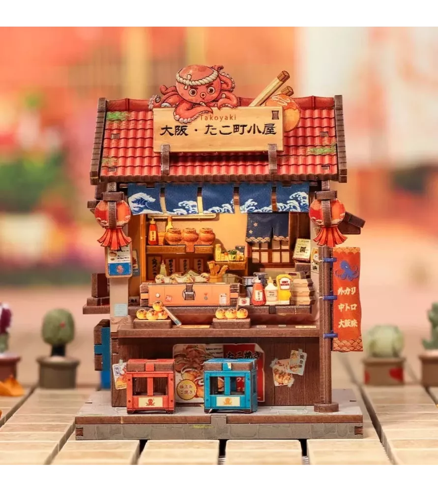 DIY Takoyaki d’Osaka Cutebee – mini stand japonais avec mascotte pieuvre et façade rouge