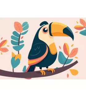 Puzzle enfant Le Perroquet Bluebird – oiseau au grand bec et feuillages colorés – dès 4 ans