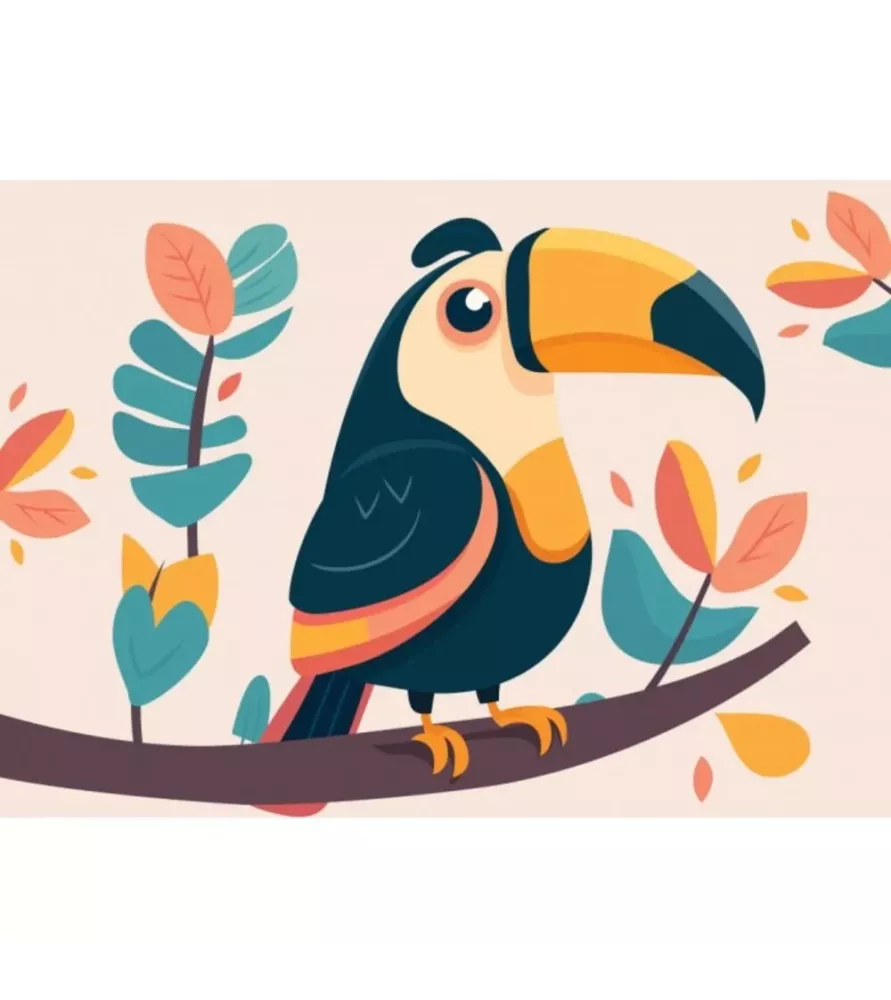 Puzzle enfant Le Perroquet Bluebird – oiseau au grand bec et feuillages colorés – dès 4 ans