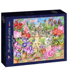 Jardin d'été de Claire Comerford – cottage fleuri, papillons, mésanges et lapins – puzzle Bluebird 300 pièces