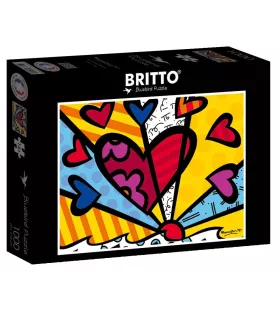 Puzzle New Day de Romero Britto – grands cœurs colorés et motifs géométriques – Bluebird 1000 pièces
