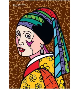 Puzzle Dutch Icon de Romero Britto – portrait féminin au turban multicolore et motifs pop art – Bluebird 1500 pièces