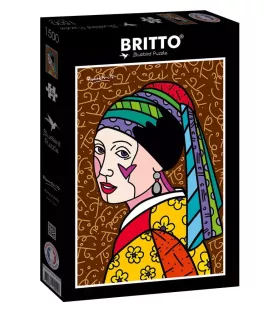 Puzzle Dutch Icon de Romero Britto – portrait féminin au turban multicolore et motifs pop art – Bluebird 1500 pièces